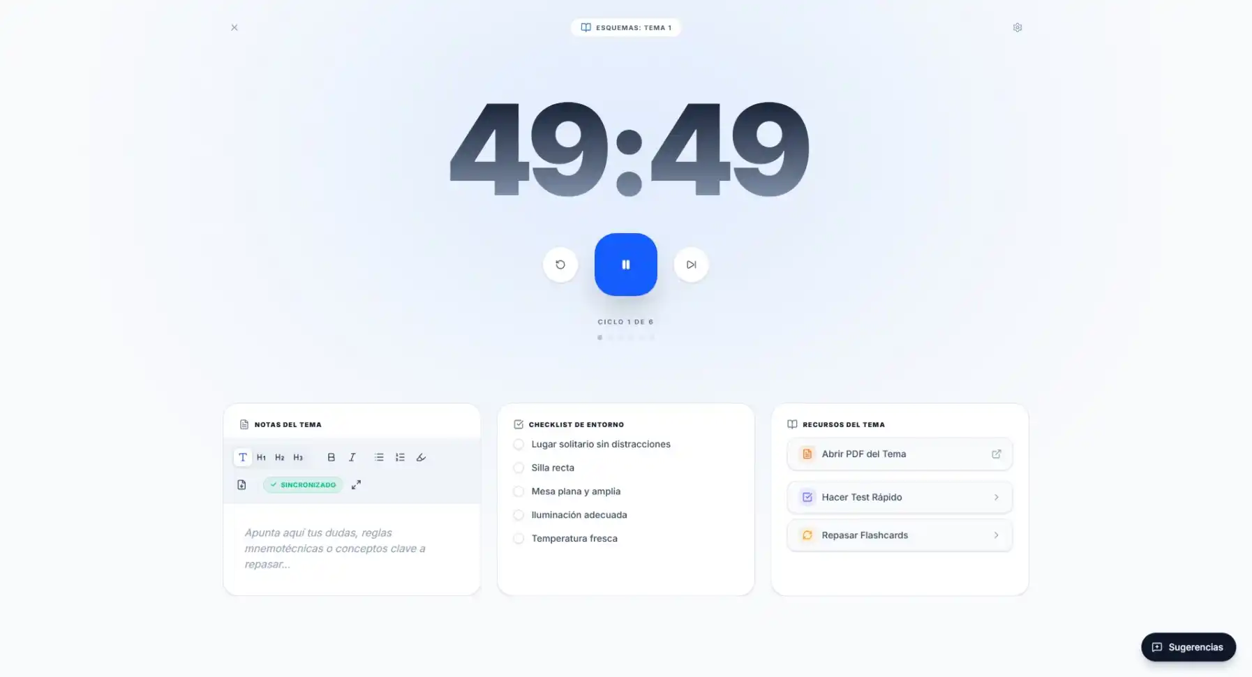 Sesiones de Concentración Pomodoro